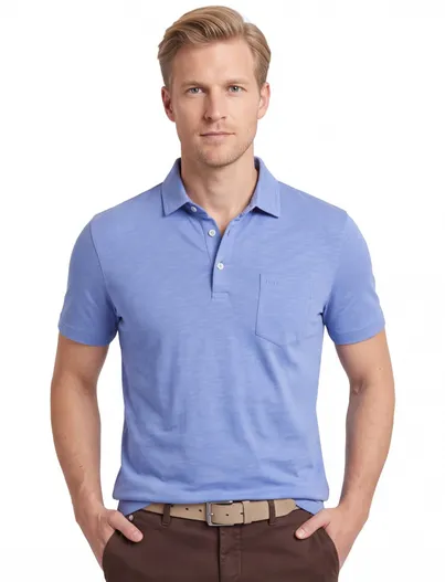 Brax Poloshirt Brax blauw gemêleerd 100% katoen normale fit