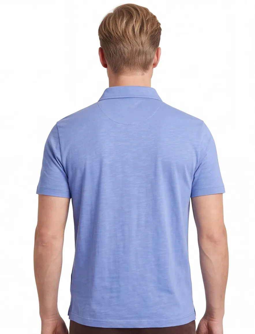 Poloshirt Brax blauw gemêleerd katoen