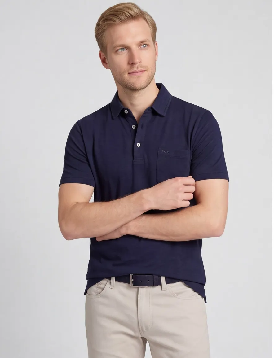 Poloshirt Brax donkerblauw gemêleerd