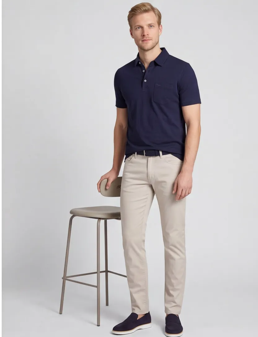 Brax poloshirt katoen donkerblauw gemêleerd normale fit