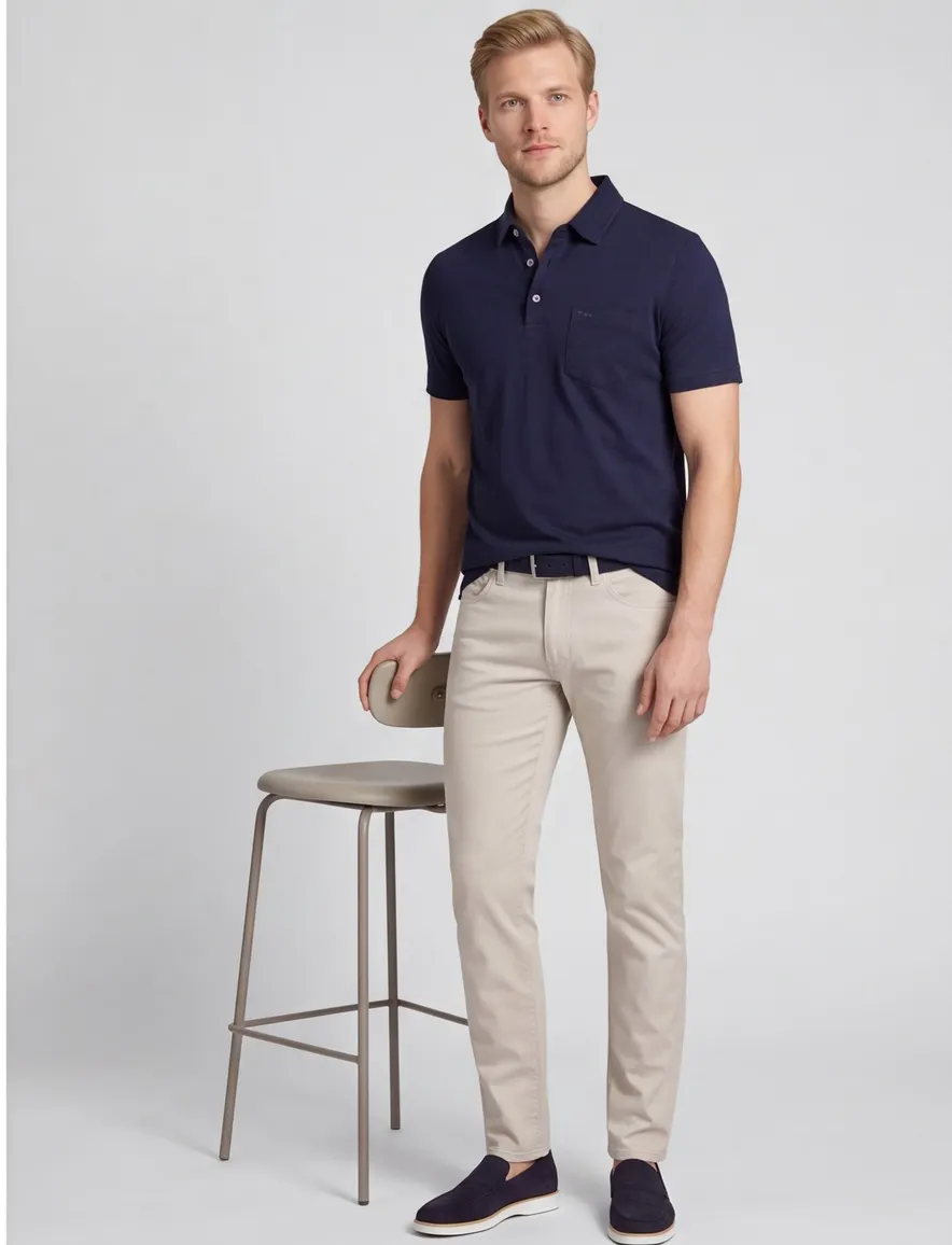 Poloshirt Brax donkerblauw gemêleerd