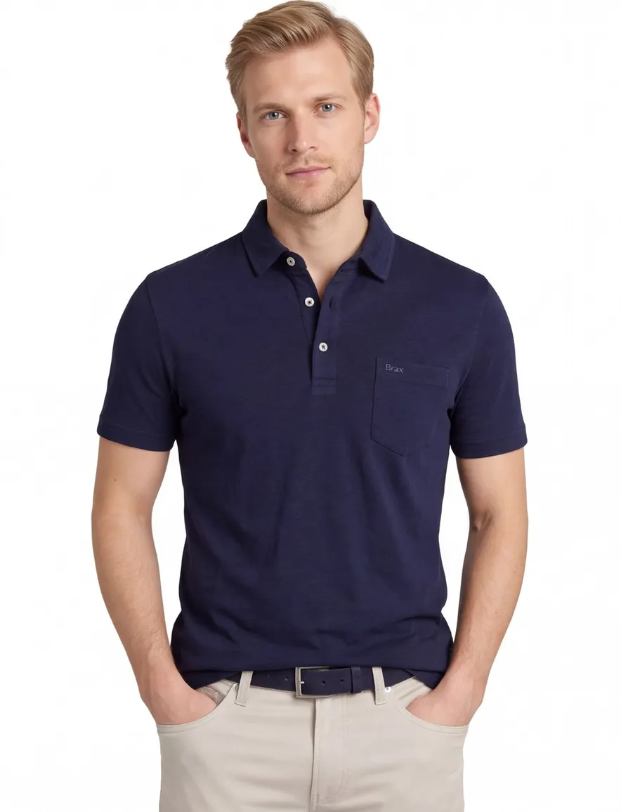 Poloshirt Brax donkerblauw gemêleerd