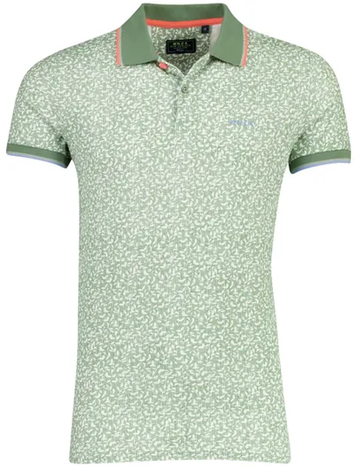 New Zealand Poloshirt New Zealand katoen groen kleine blaadjes print
