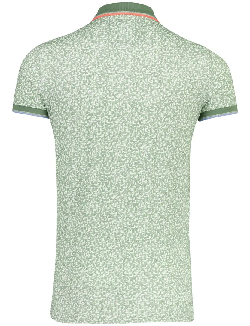 Poloshirt New Zealand katoen groen kleine blaadjes print