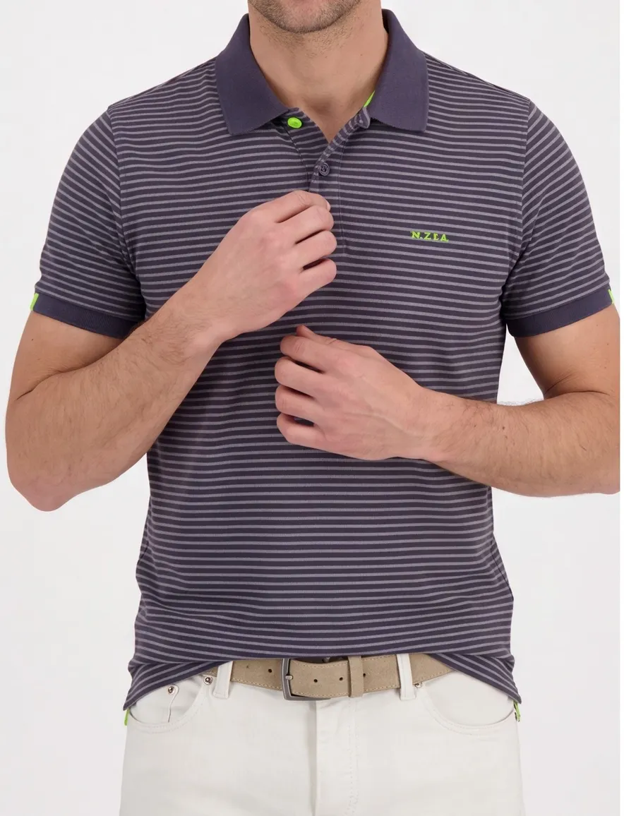 Poloshirt NZA blauw gestreept katoen