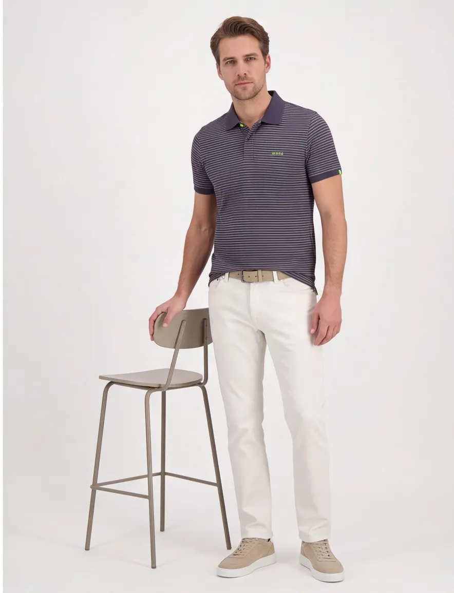 Poloshirt NZA blauw gestreept katoen