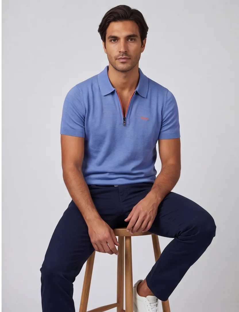 New Zealand poloshirt blauw 100% katoen