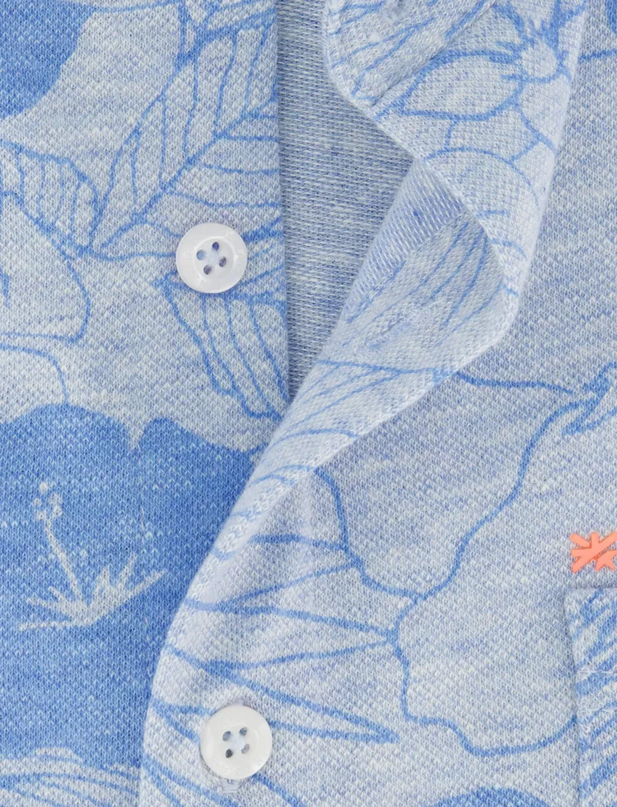 New Zealand overhemd blauw bladeren print
