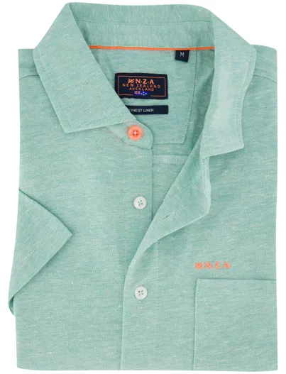 New Zealand Overhemd New Zealand turquoise casual korte mouw