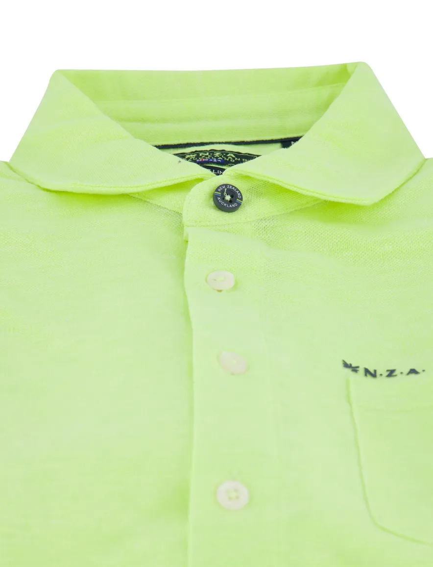 Overhemd New Zealand neon geel linnen normale fit