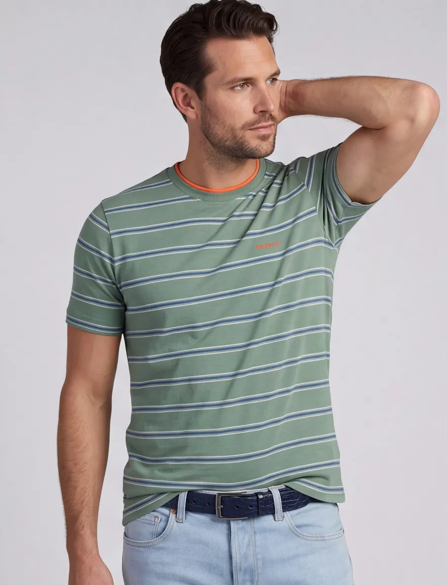 T-shirt New Zealand gestreept groen
