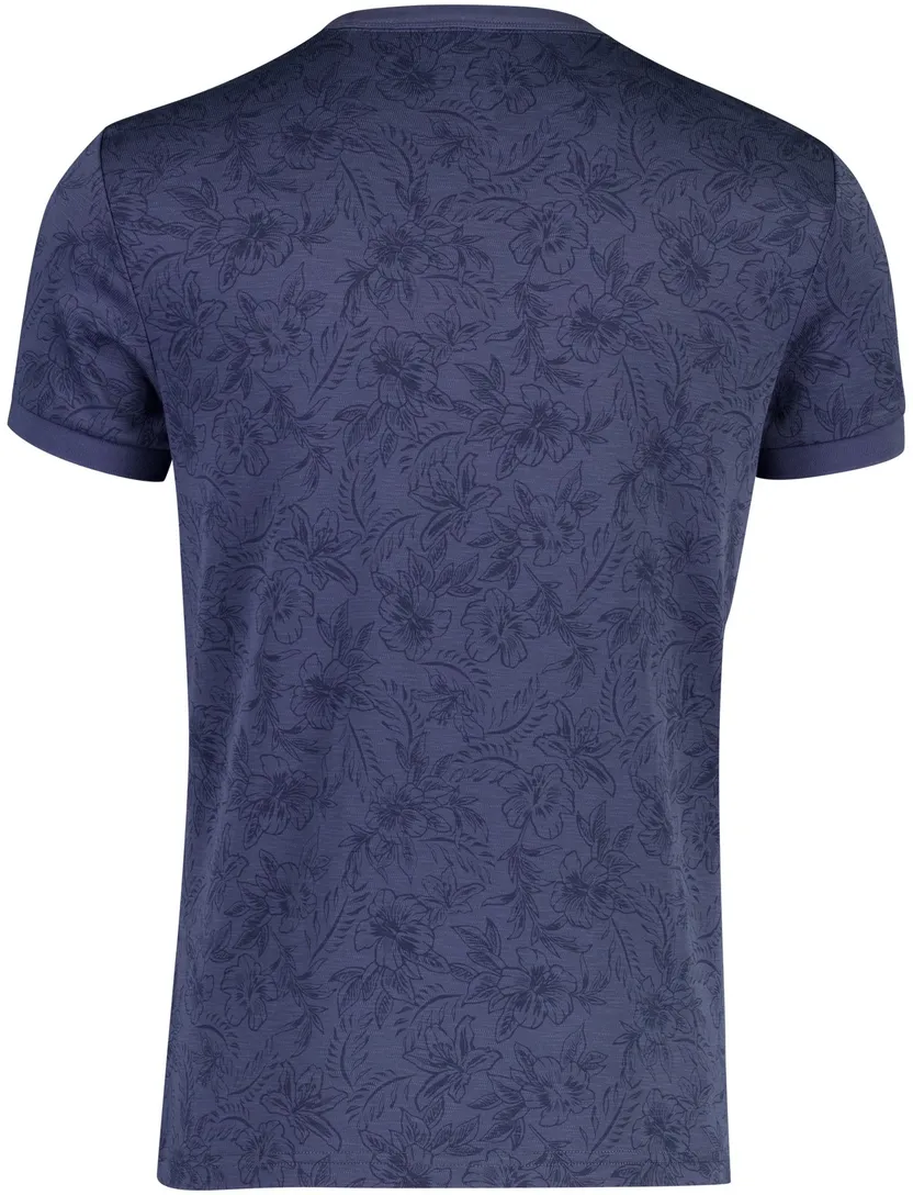 T-shirt New Zealand bloemen print donkerblauw katoen