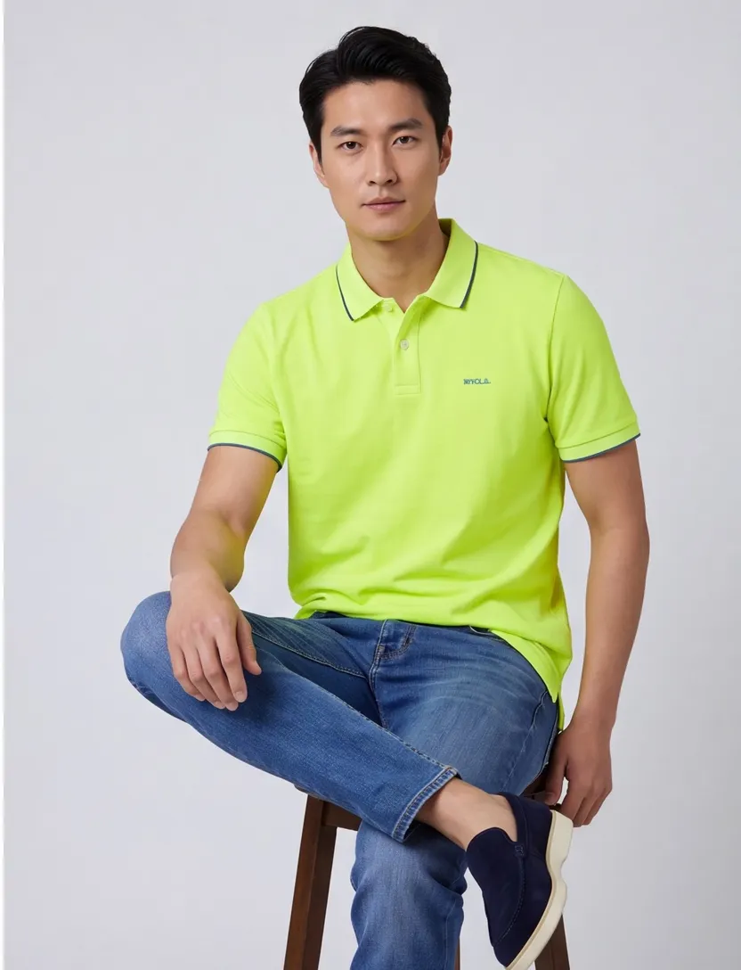 Poloshirt New Zealand geel piqué katoen