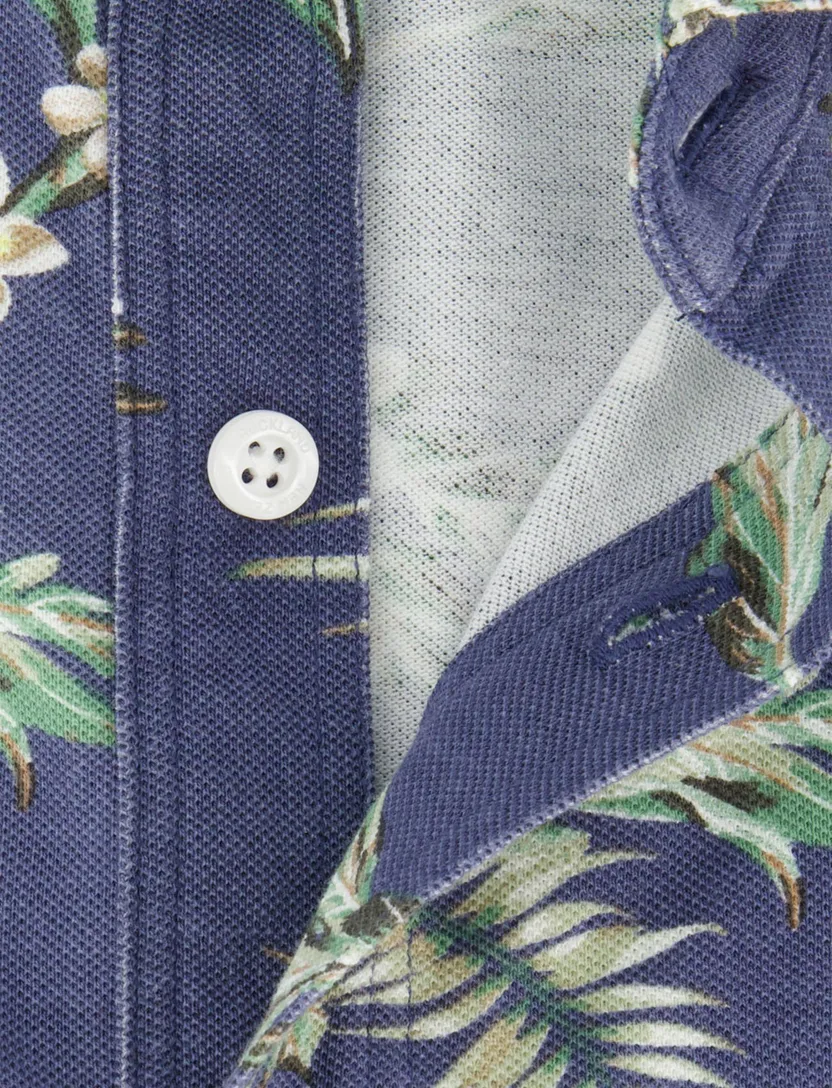 Overhemd New Zealand bloemen geprint donkerblauw