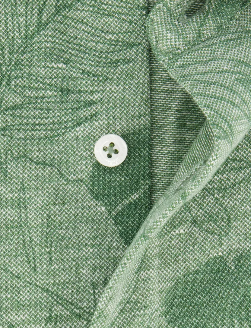Groen overhemd New Zealand bloemen geprint katoen-linnen