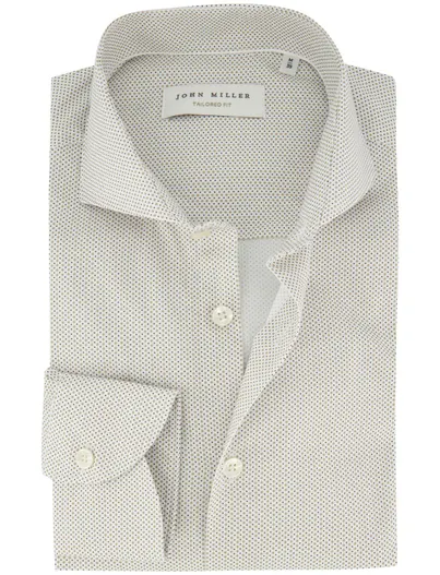 John Miller John Miller overhemd beige met stippen