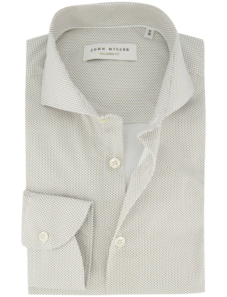 John Miller overhemd beige met stippen