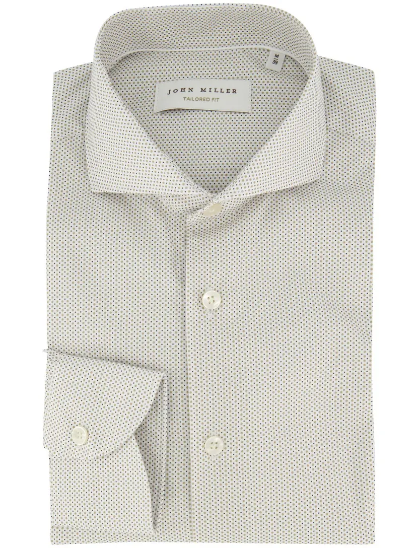 Overhemd John Miller beige stippen geprint