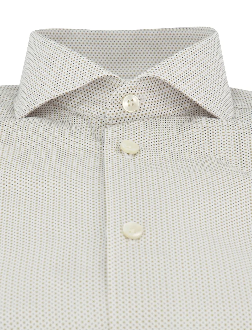 John Miller overhemd beige met stippen