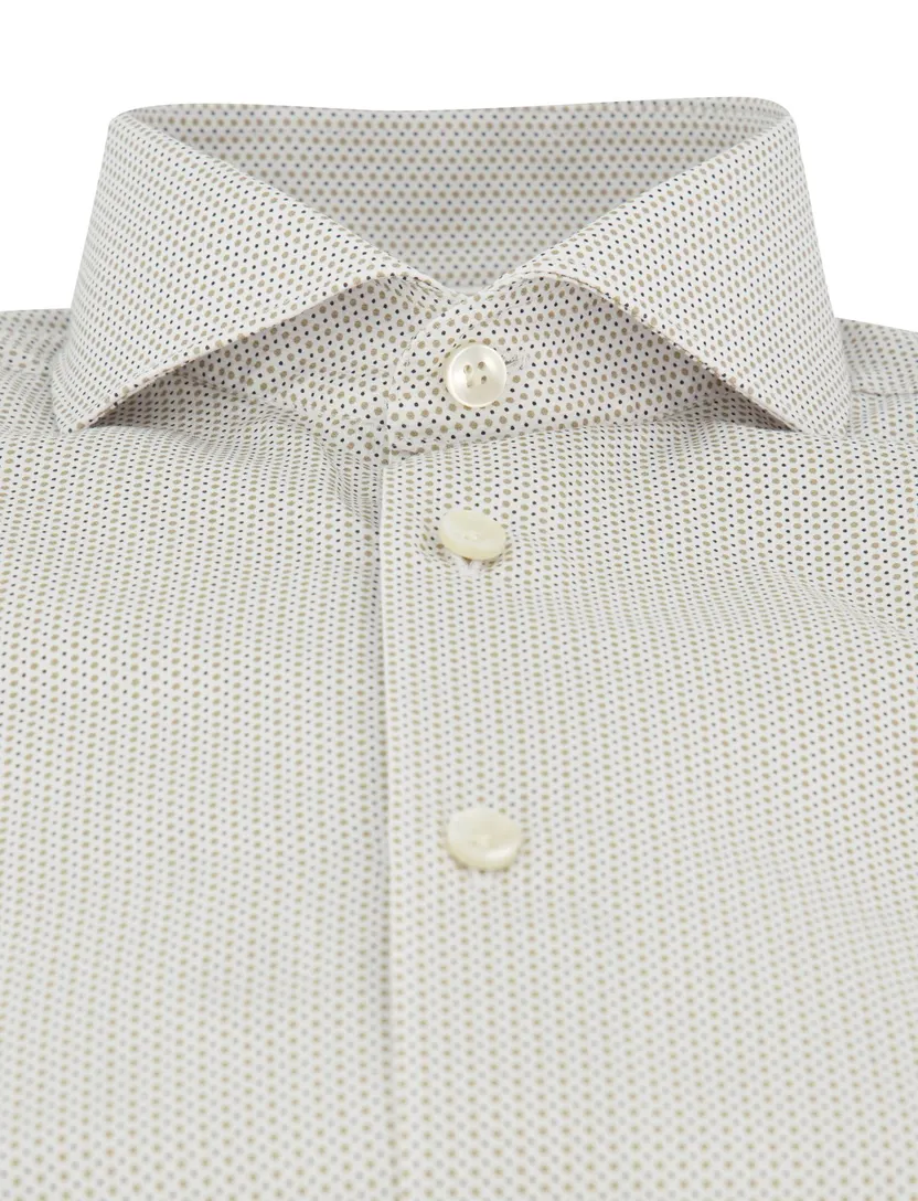 Overhemd John Miller beige stippen geprint