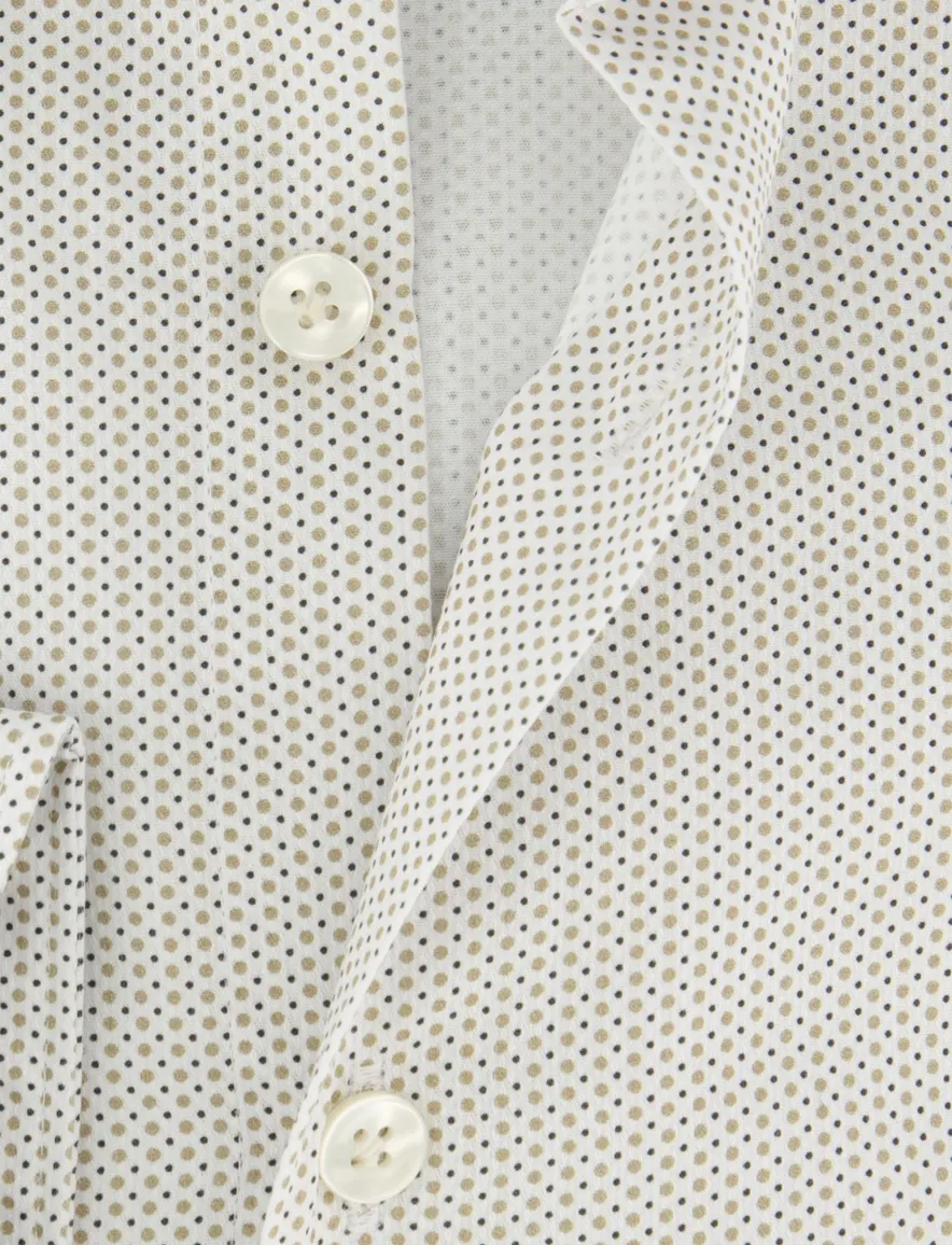 John Miller overhemd beige met stippen