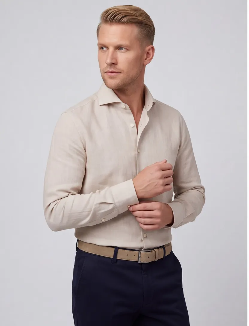 Overhemd John Miller Slim Fit beige