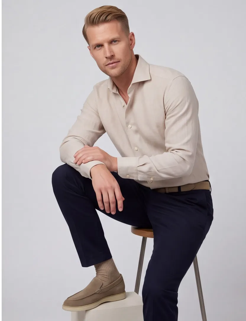 Overhemd John Miller Slim Fit beige