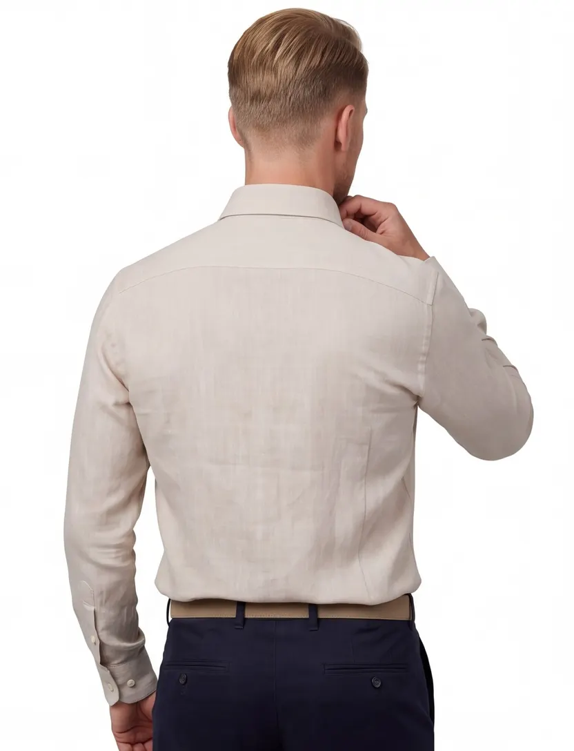 Overhemd John Miller Slim Fit beige