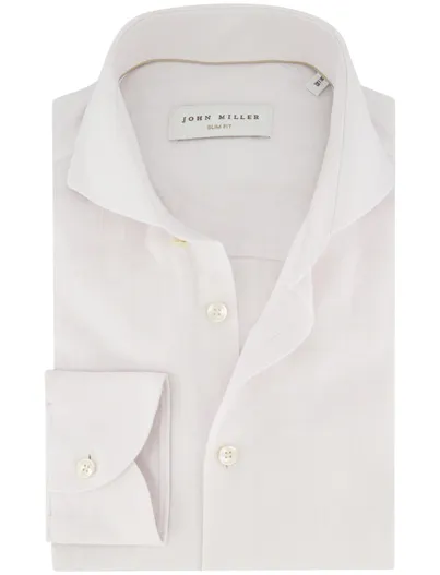 John Miller John Miller Slim Fit overhemd wit linnen