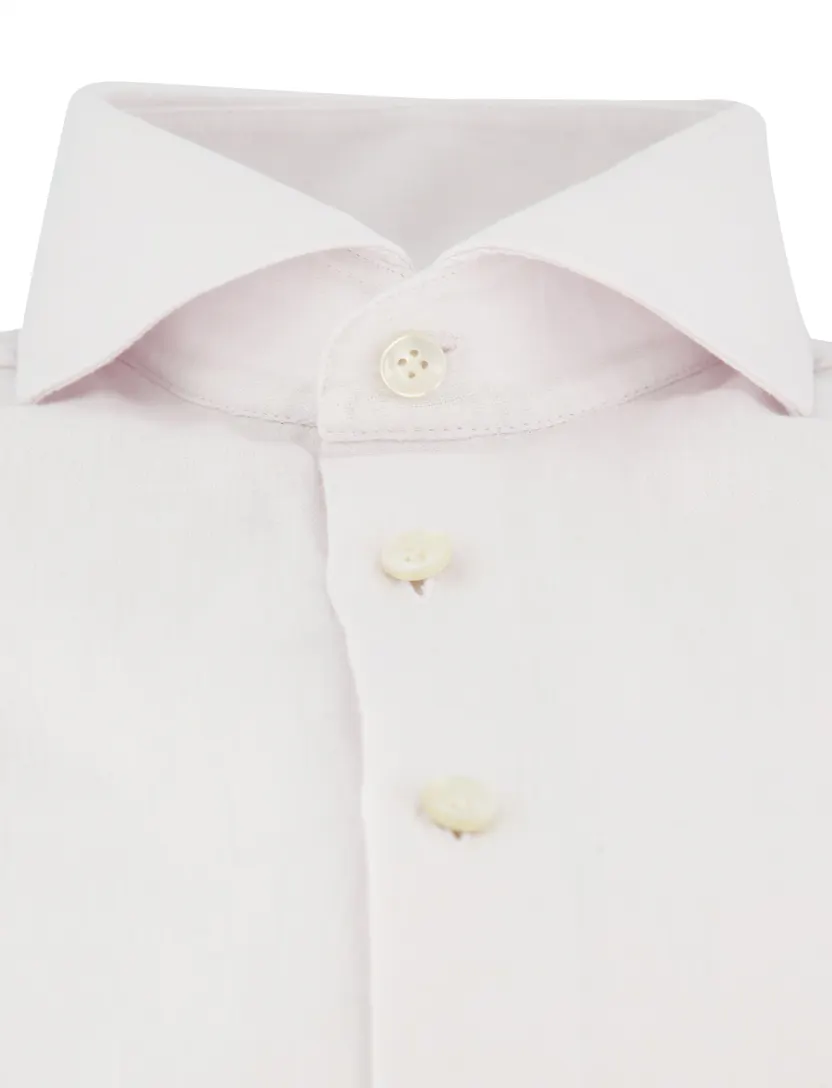 Overhemd John Miller Slim Fit wit linnen mouwlengte 7