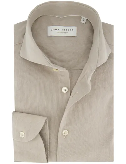 John Miller John Miller overhemd beige effen