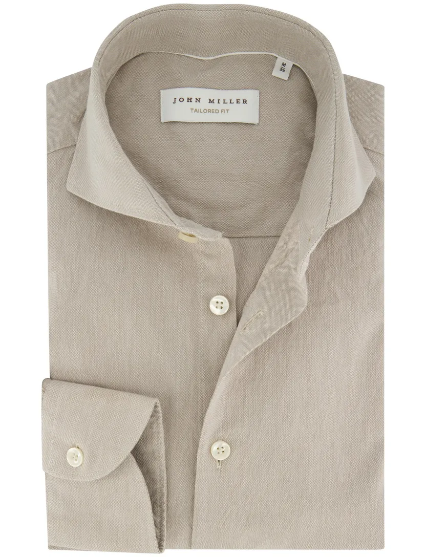 Overhemd John Miller beige katoen normale fit