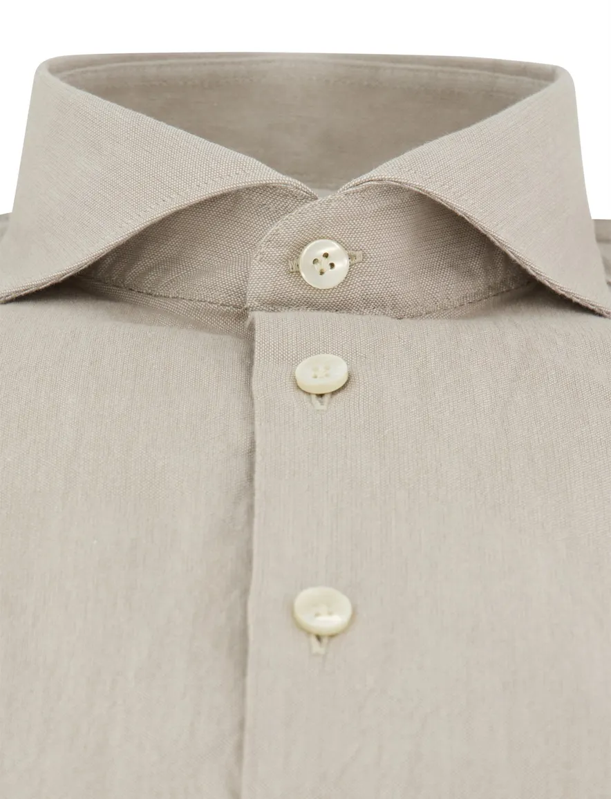 John Miller overhemd beige effen