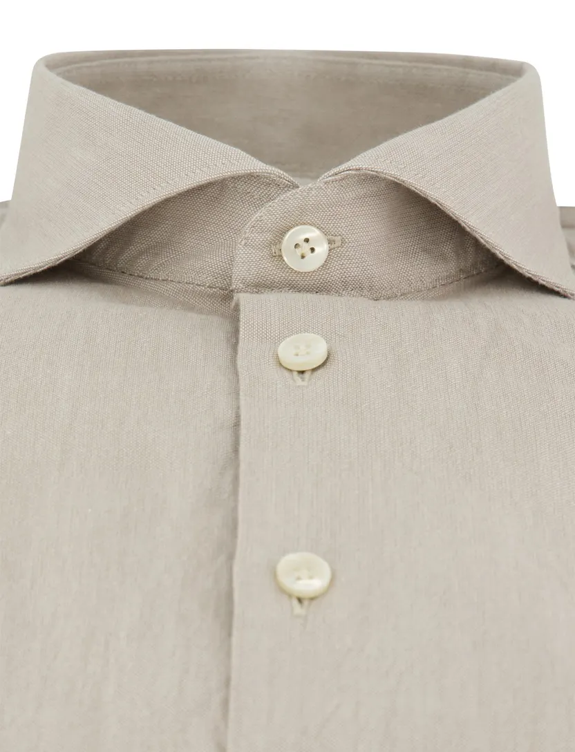 Overhemd John Miller beige katoen normale fit