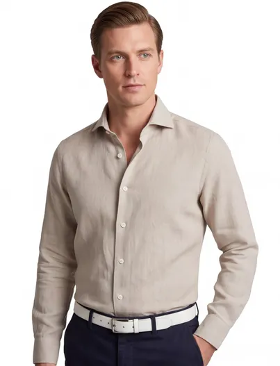John Miller John Miller overhemd beige effen