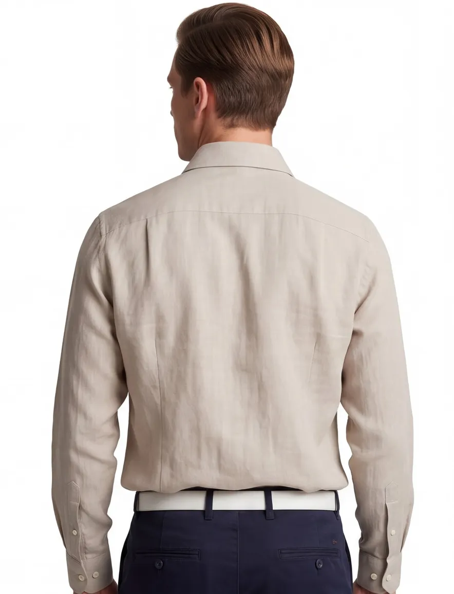 John Miller overhemd beige effen