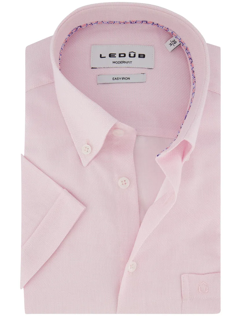 Ledub Modern Fit overhemd roze structuur
