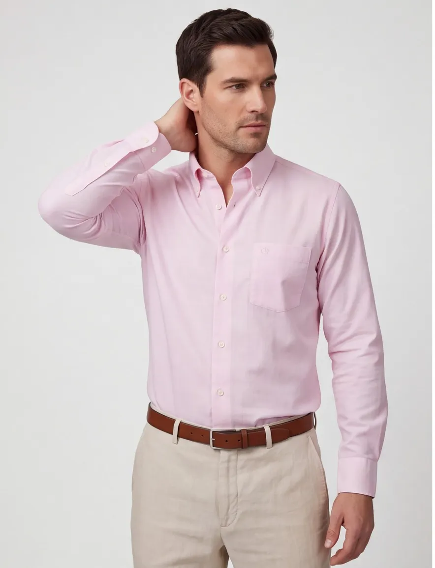Ledub overhemd roze Modern Fit met structuur