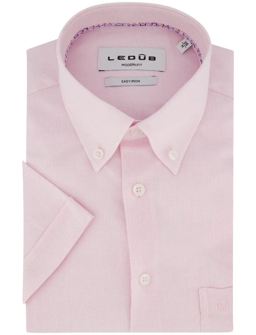 Ledub Modern Fit overhemd roze structuur