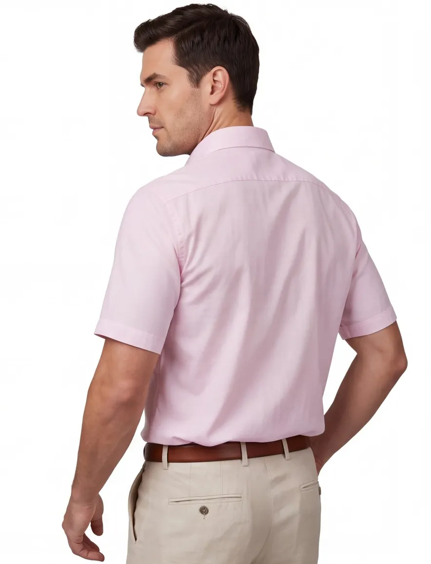 Overhemd Ledub Modern Fit roze met structuur
