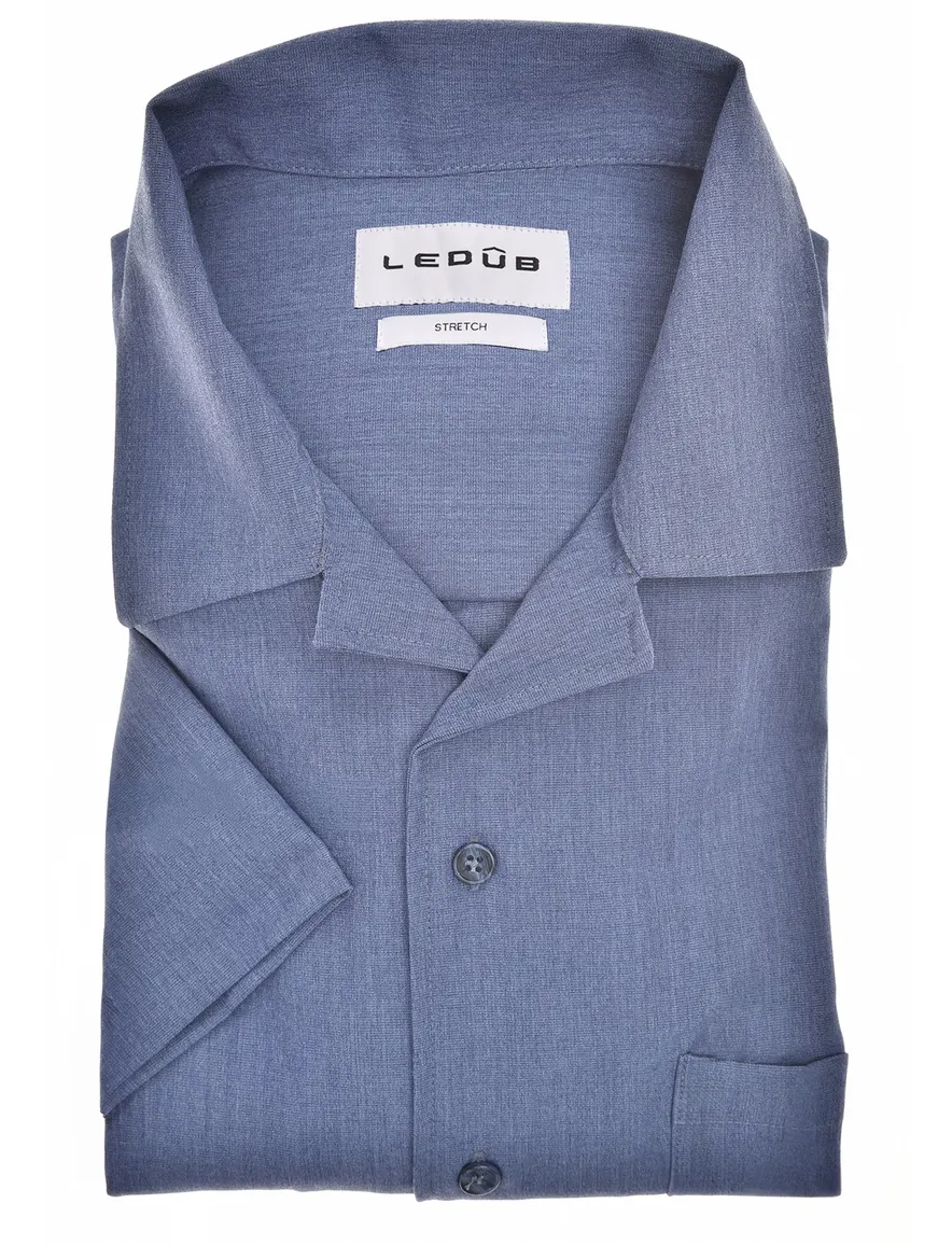 Ledub overhemd blauw stretch