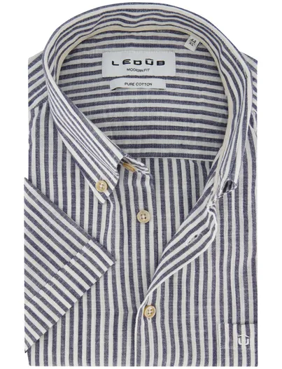 Ledub Overhemden Ledub Modern Fit donkerblauw gestreept