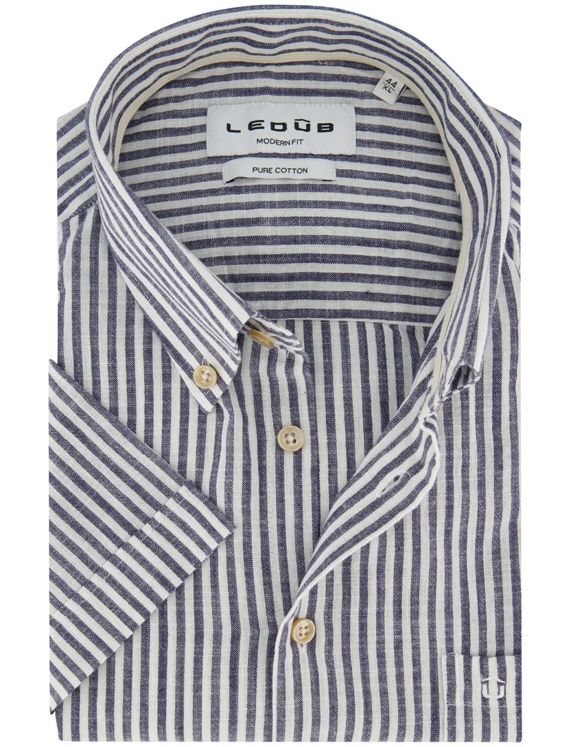 Overhemden Ledub Modern Fit donkerblauw gestreept