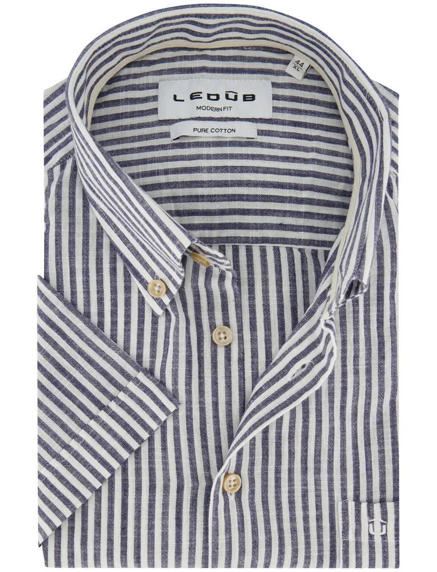 Overhemden Ledub Modern Fit donkerblauw gestreept