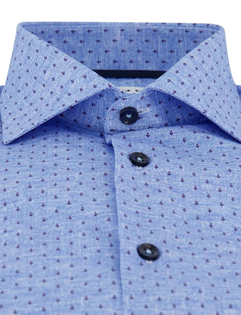 Ledub Modern Fit overhemd blauw geprint katoen