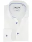 Wit Ledub Modern Fit overhemd donkerblauwe knopen