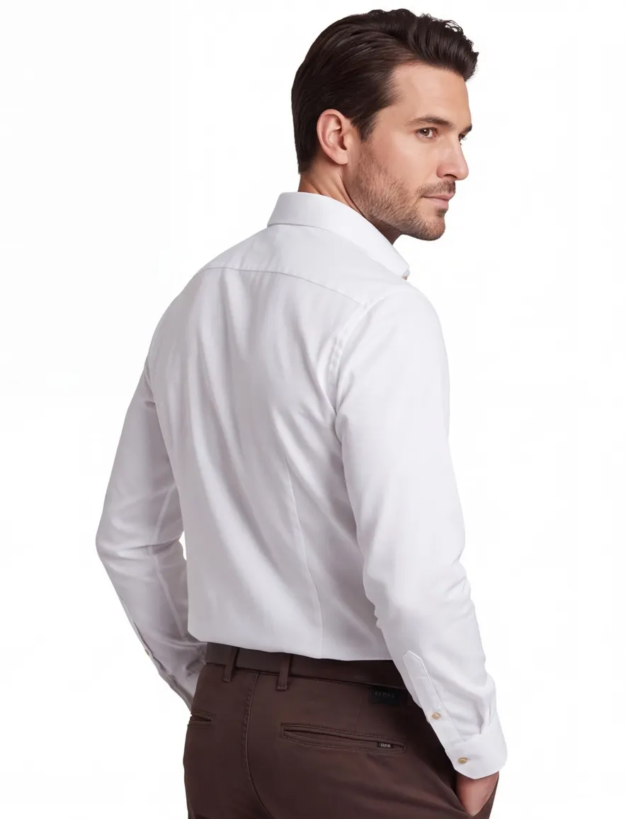Overhemd Ledub Modern Fit wit strijkvrij