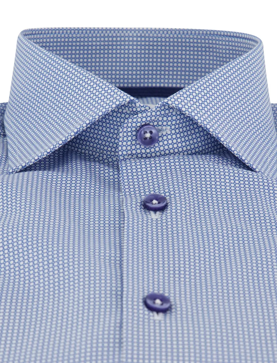 Overhemd Ledub Modern Fit blauw geprint