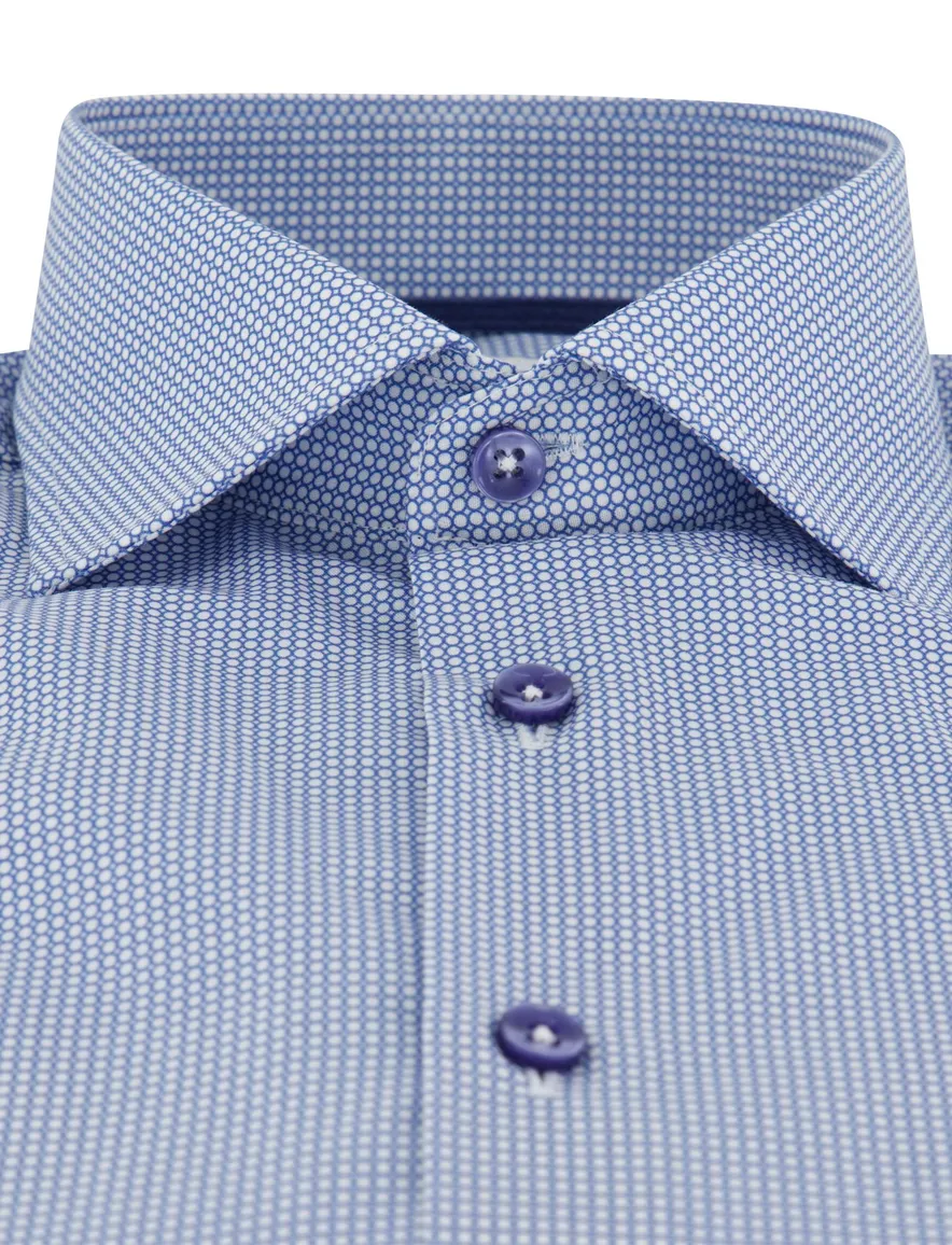 Overhemd Ledub Modern Fit blauw geprint