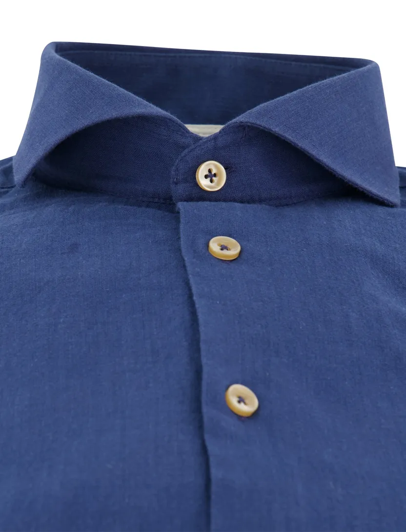 Ledub Modern Fit overhemd donkerblauw 100% katoen
